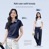 MINISO Women's Polo Collar Short Sleeve Slim T-Shirt