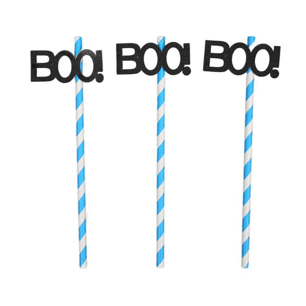40PCS Halloween Paper Straws Thick Durable Beautiful Cute Paper Drinking Straws for Halloween Party