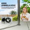 Rectangle Garden Table with Parasol Hole, Outdoor Dining Table for 6, Patio Table for Balcony, 150cm x 90cm, Light Grey