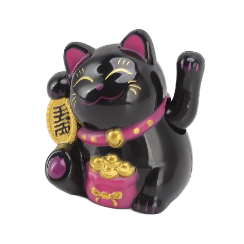 Chiński Kot Szczęścia Kot Fortuny Dekoracja Machająca Łapa Światło Słoneczne Indukcyjna Statuetka Figurka Do Domu Ozdoby Samochodowe