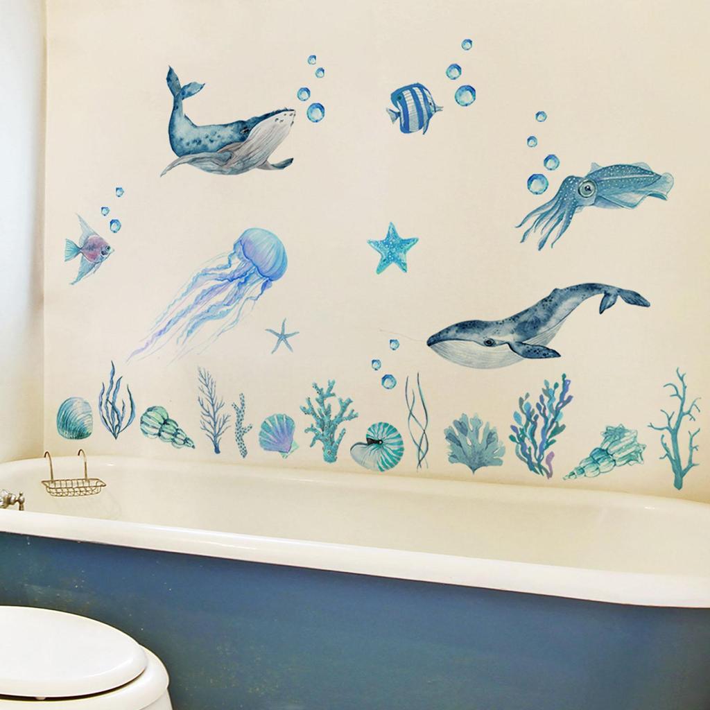 Animals Wall Sticker,Undersea Marine Sticker Sturdy Decal for Kids Bedroom Decoration
