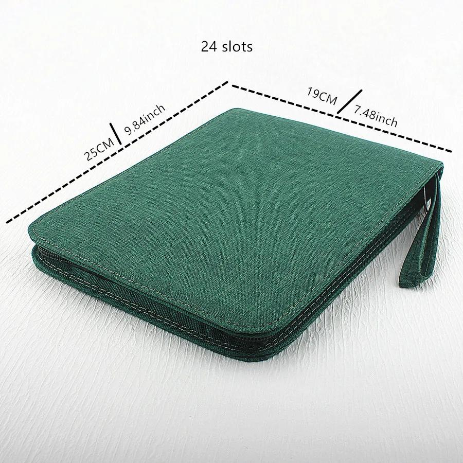 48 /24/10 Slots Fountain Pen Case Pencil Cases Pouch Bag Canvas Fabric Zipper Protection Bag Dustproof Office School Stationery