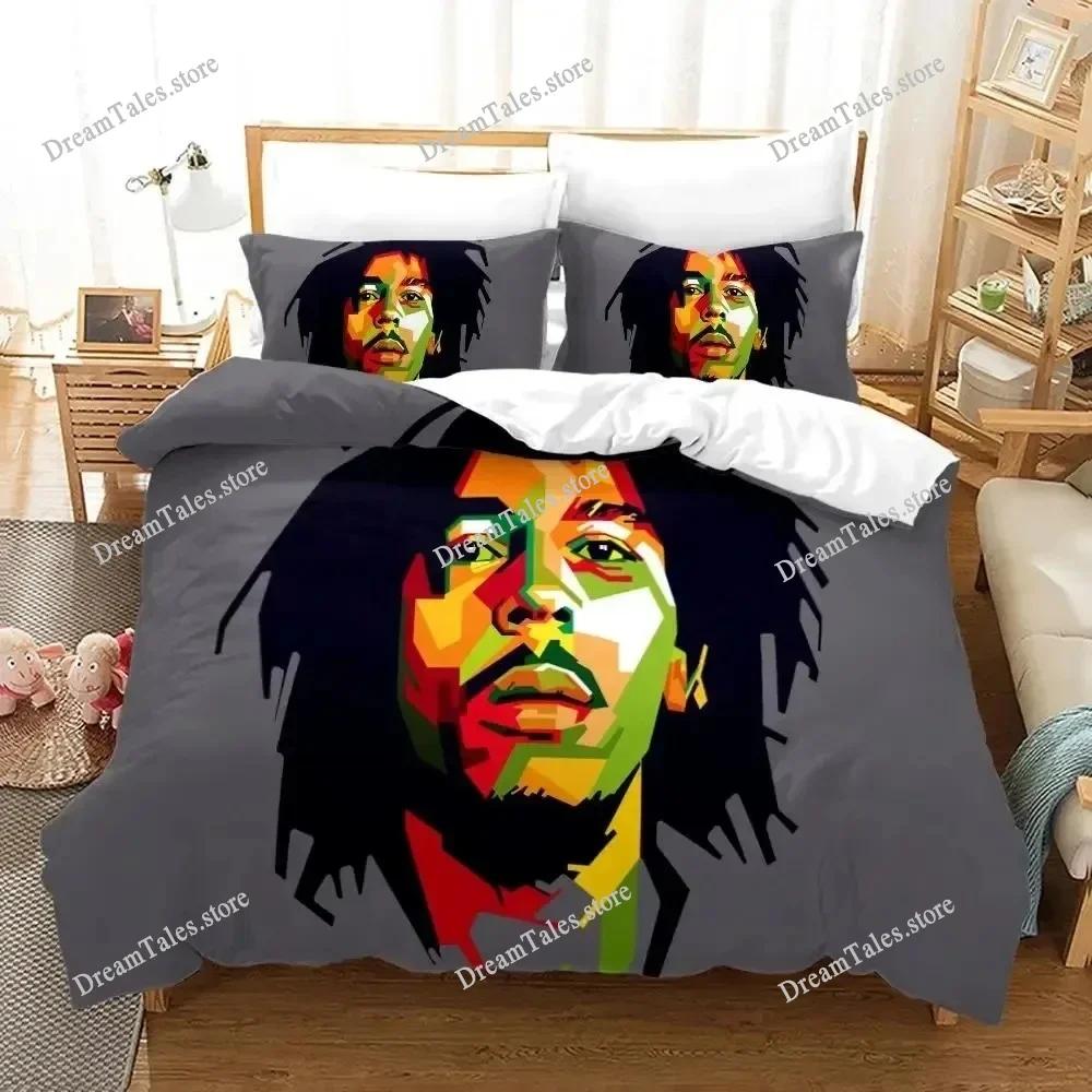 Music Legends Jamaica Singer Bob Marley Style Duvet Cover Pillow Case Bedding Set Quilt Cover Double Bed Home Textile