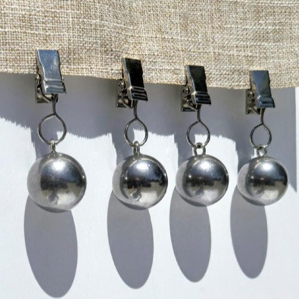 4Pcs Stainless Steel Curtain Weights Clips Heavy Duty Stable Grip Tablecloth Weights Round Ball Rust Proof