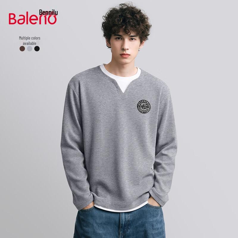 Baleno Men s Waffle Knit Faux Two-Piece Long-Sleeve T-Shirt XL