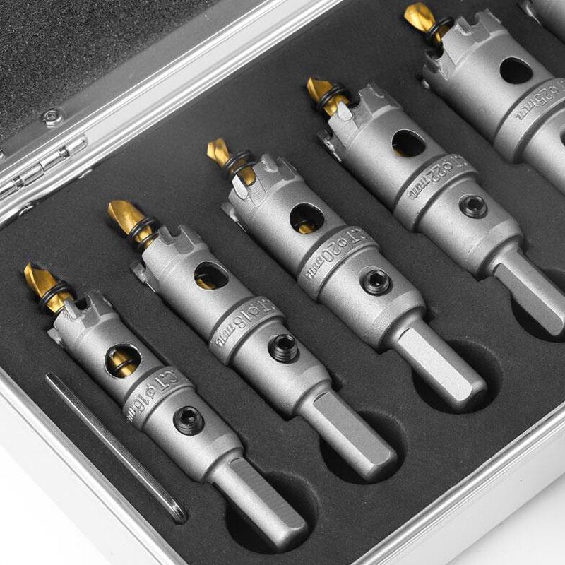 6pc 5A Carbide Tip Drill Bit Hole Saw 16,18,20,22,25mm Drill Bit Set Hole Saw Cutter For Stainless Steel Metal Alloy
