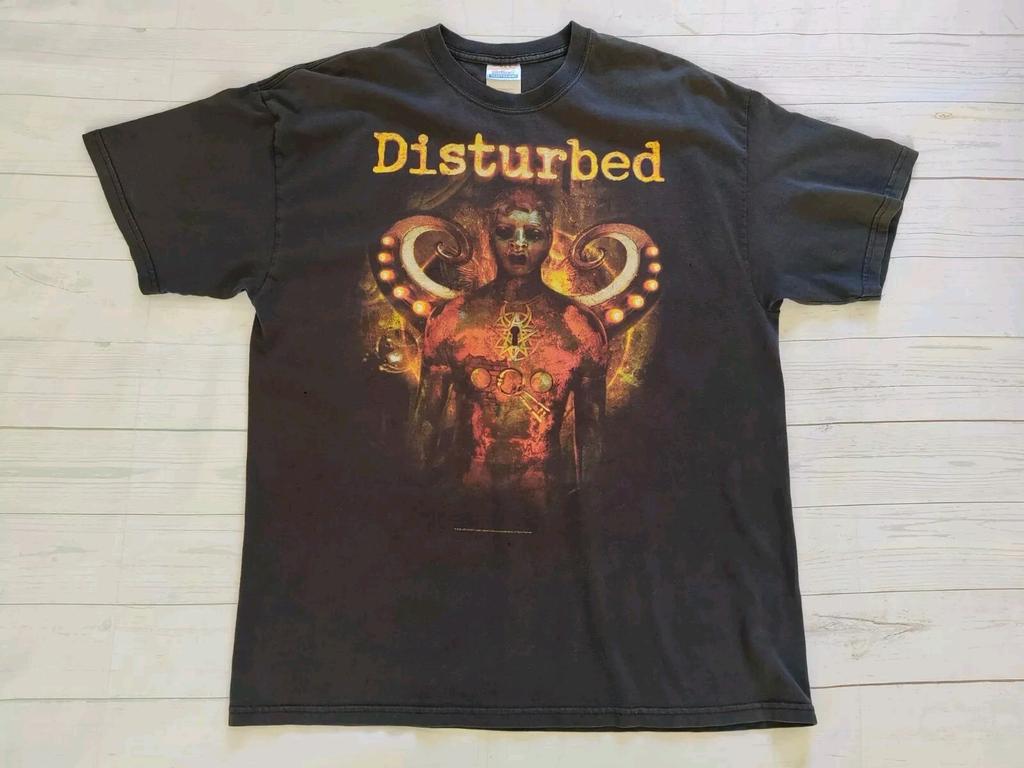 Disturbed Men's Vintage Rock Band Goth Heavy Metal Double Sided Size XL Unisex T-Shirt