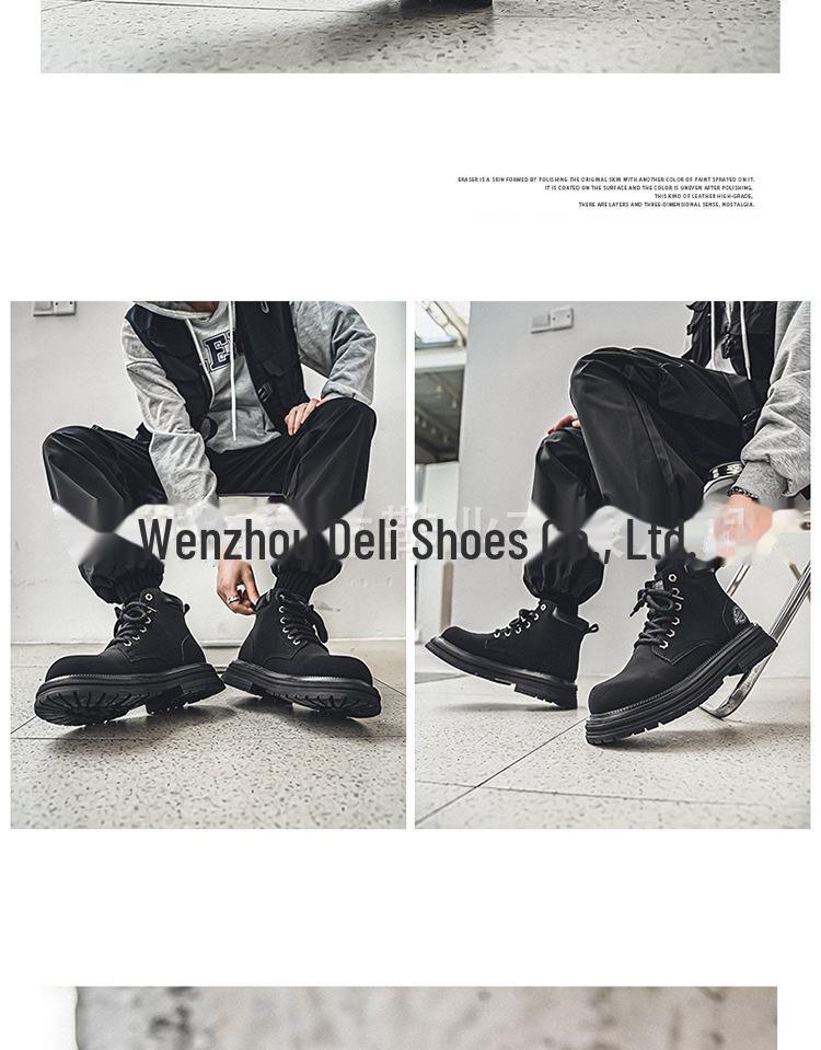 Men's 2024 British Retro Yellow High-Top Desert Work Boots - Casual Martin Style for Spring & Autumn