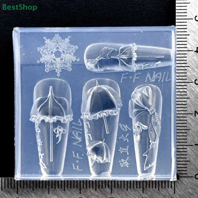 3D Silicone Nail Art Mold Butterfly Pattern Lace Parasol Circular Design DIY Nail Art Decor Transparent Manicure Template