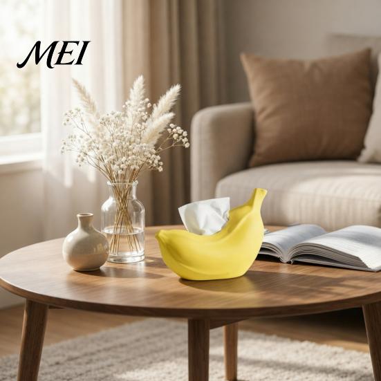 Living Room Tissue Box Decor Box, Matte Banana Shape Holder, Easy Pull Kitchen Thickened Waterproof Moisture-Proof Dispenser, for Home Dining Vibrant