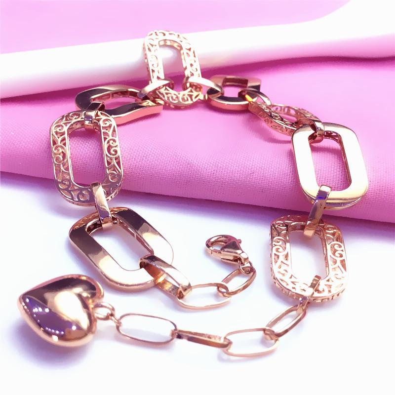 Rose Gold-Plated Purple Gold Women'S Fashion Atmosphere Hollow Wide Version Foreign Gas Color Gold Bracelet