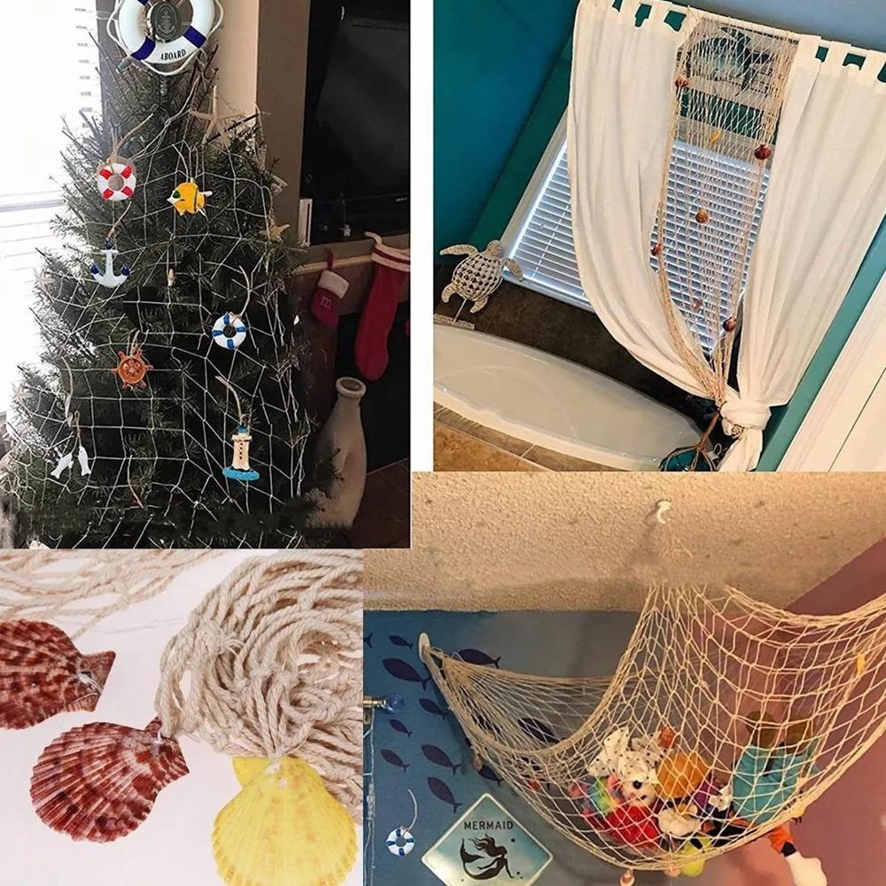 1x2m Decorative Fishing Net Beige Color Wall Hanging Display Net Nautical Fishing Net Table Decor