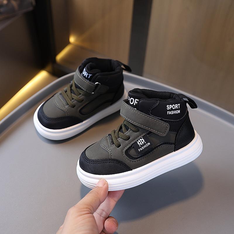 Toddler Boys High Top Sneakers Kids Velcro Casual Board Shoes Non Slip Lightweight Children Sport Walking Footwear