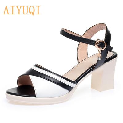Frauen Sandalen High Heel Sommer Echtes Leder Frauen Sandalen Mode Offene spitze Römische Mode Sandalen Frauen
