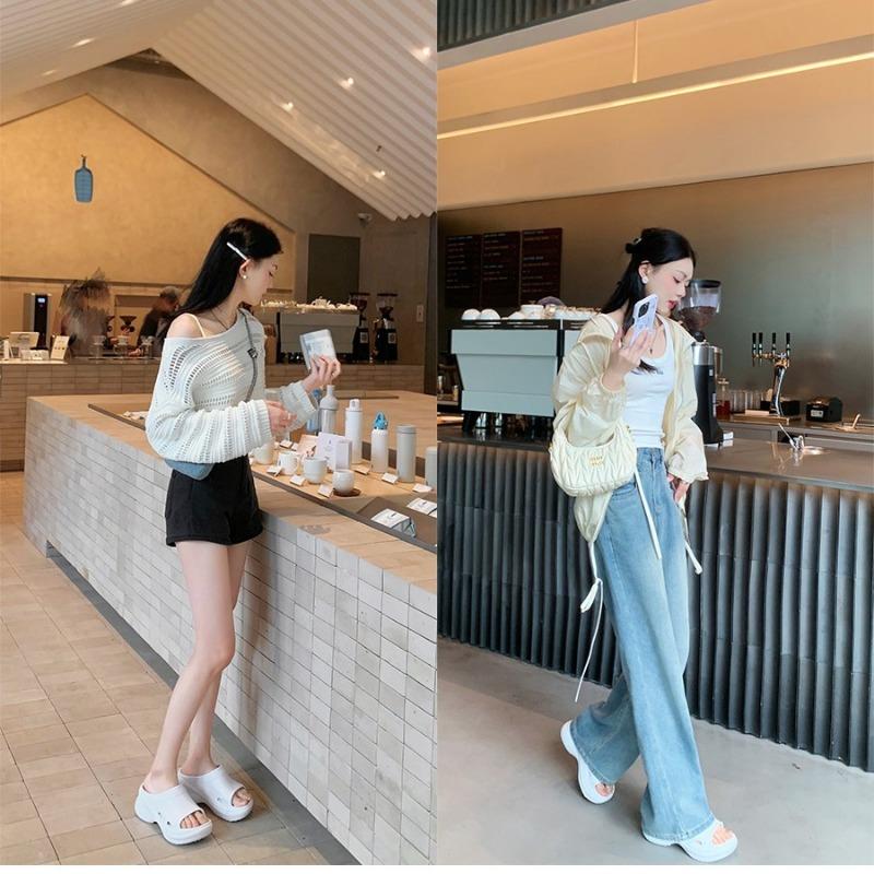 ~ New York Weekend~ Stylish Fine Thick Bottom Heightening Lazy Wearing Cool Slippers Female Summer