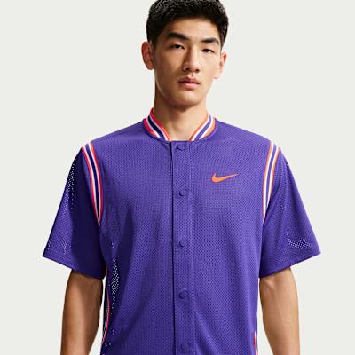 Men's Nike Court Slam Tennis Tops Men's Dark Purple/Bright Dark Red Baseball Collar Moderate