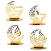 Ramadan Moon & Star Decorations – 1pc Eid & Ramadan Mubarak Decorations, Gold Islamic Tabletop Decor for Home, Party, Dinner, Mosque, Festival Display
