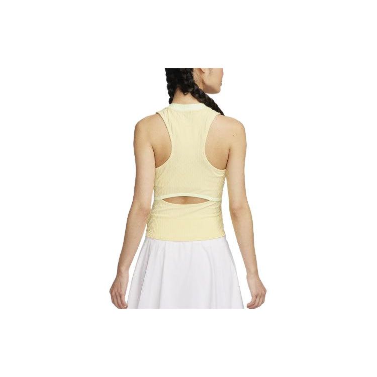 Nike Court Slam Logo Color Block Crew Neck Vest Women Tops Soft-Yellow FD5636-722