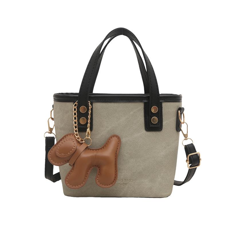 

Весна новая популярная контрастного цвета портативная маленькая сумка женская модная ретро сумка-ведро текстурная вставка сумка через плечо No pendant