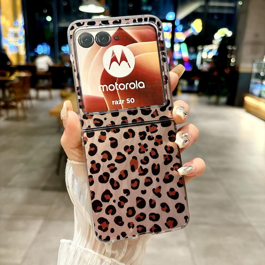 Applicable Motorazr11ultra Bow Mobile Phone Case Razr11 Leather Leopard Print Portable Rope Anti-drop Case Moisture