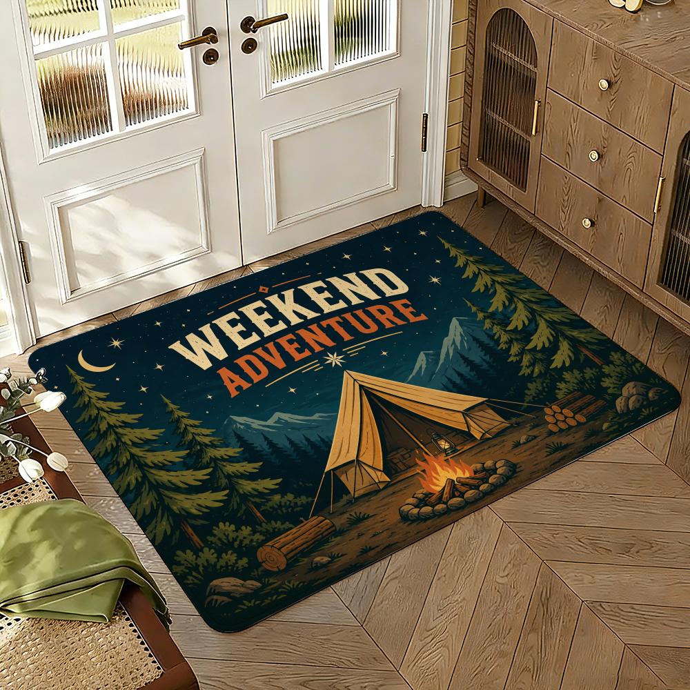 Outdoor Adventure Floor Mat Soft Thickened Absorbent Non-Slip Bedroom Living Room Door Mat Home Decor Flannel Rugs