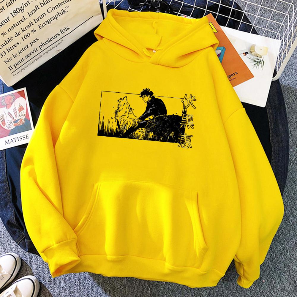 Jujutsu Kaisen Anime Fushiguro Megumi Graphic Hoodies Oversized Hooded Sweatshirt Long Sleeves Cotton Hoodie Men Women Clothes