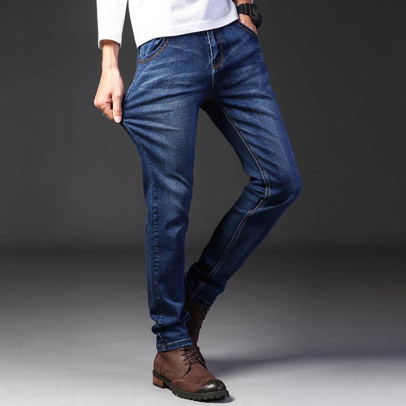 2026 Autumn/Winter Men's Loose Straight Leg Stretch Slim Fit Plus Velvet Jeans