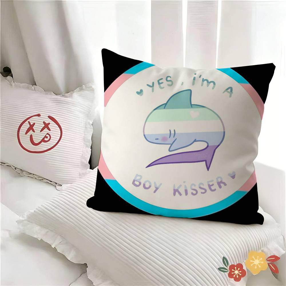 Pc Trans Blahaj Shark Pillow Case Fashion Square Pillowcase Bedroom Sofa Room Ins Decoration Leisure