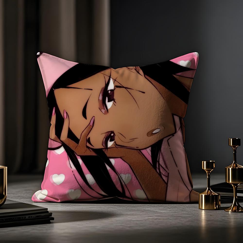 American-style Girls' Anime Cushion Cover Anti-dustmite Pillowcase Invisible Zipper Silky Short Plush Sofa Cushion Cover