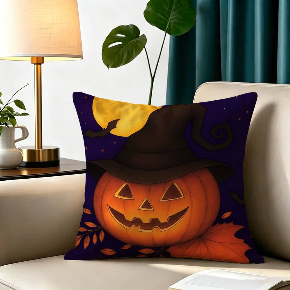 Happy Halloween Pillow Case Square Double-Sided Sofa Cushion Cover Bedroom Bedside Pillow