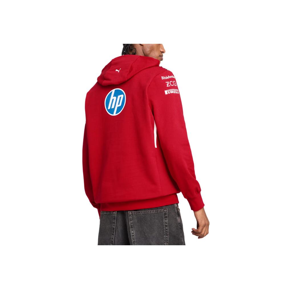 Puma Logo Hooded Long Sleeve Sweatshirt Men Sweatshirt Deep-Cherry 763941-01
