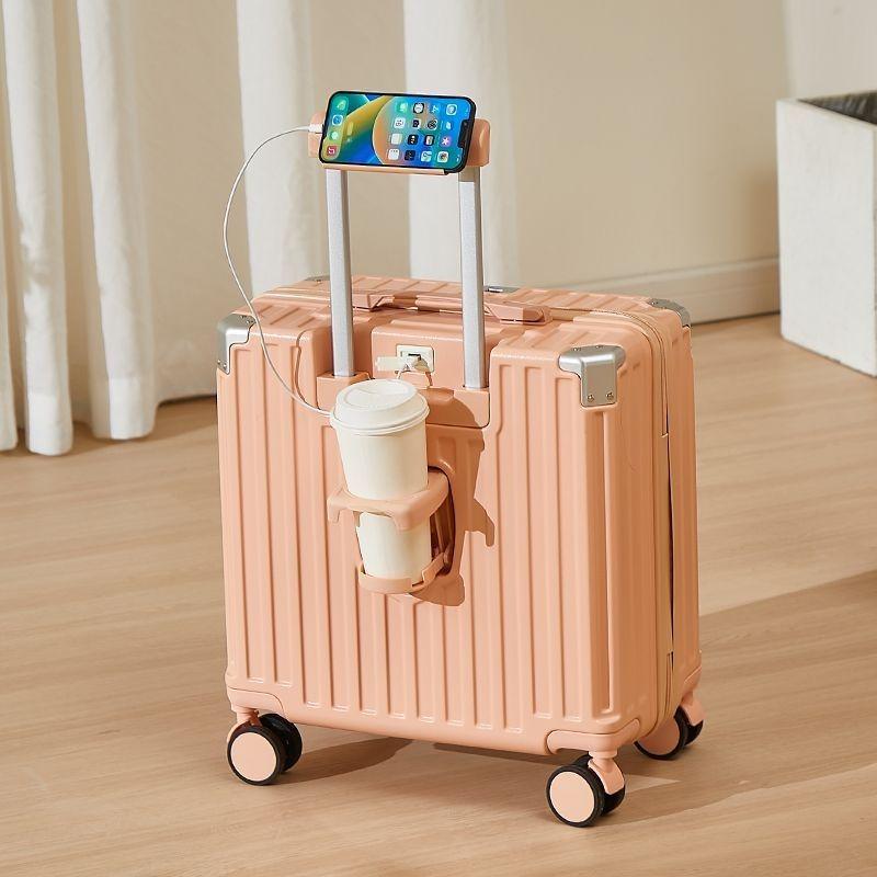 

Трендовый Прочный Многофункциональный Чемодан с Бесшумными Колесами и Комбинированным Замком 18-inch вишневый розовый