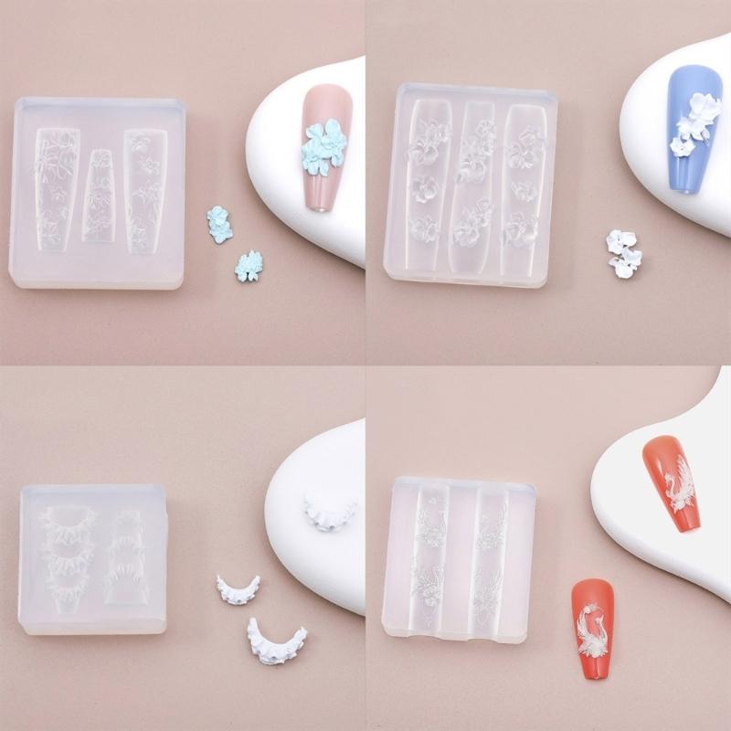 3D Flower Nail Art Silicone Molds Silicone Nail Carving Mold Bows Earrings Mold Pendant Jewelry Making Tools for Women