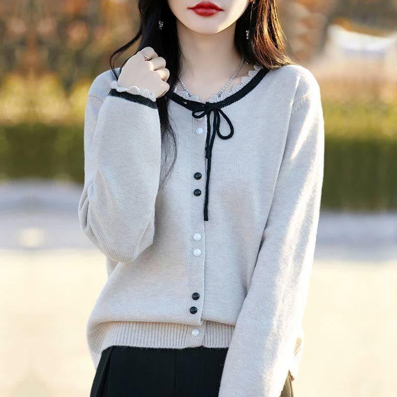 

Women s College Style Lace Bow Sweater L (116-130 cm)