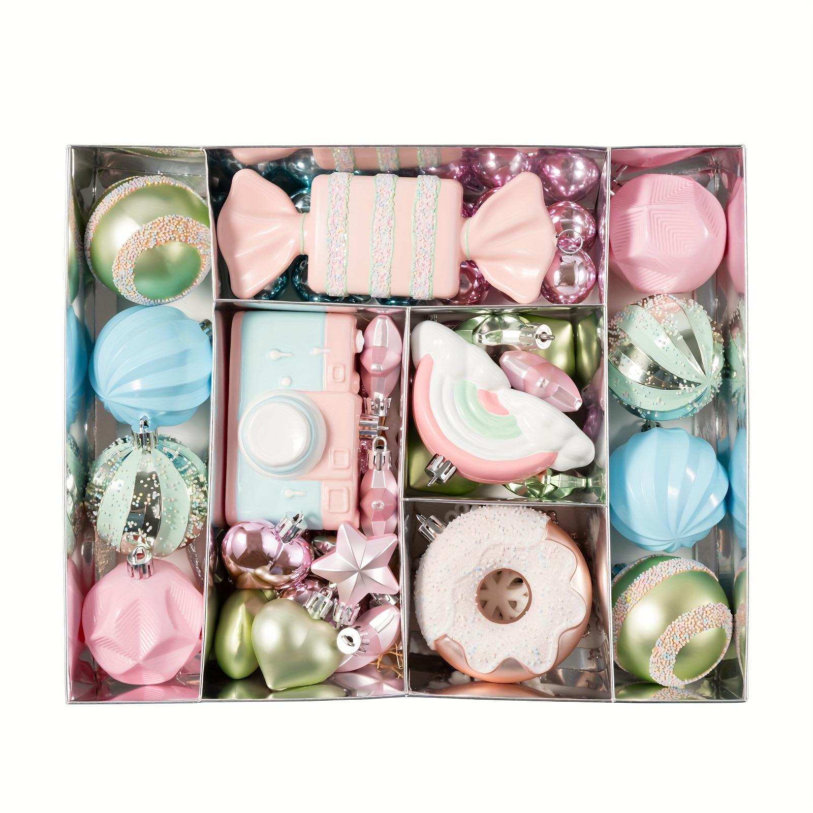 

58pcs/Box, Christmas Tree Candy Color Decorations,Party Cute Dessert Decorations, Home Christmas Decorations, Ball Ornaments,Holiday Party Decorations 1 Set Of Cute Style