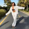 Women's 2025 European & American Spring/Summer Casual Loose Long-Sleeved Shirt and Trousers Set