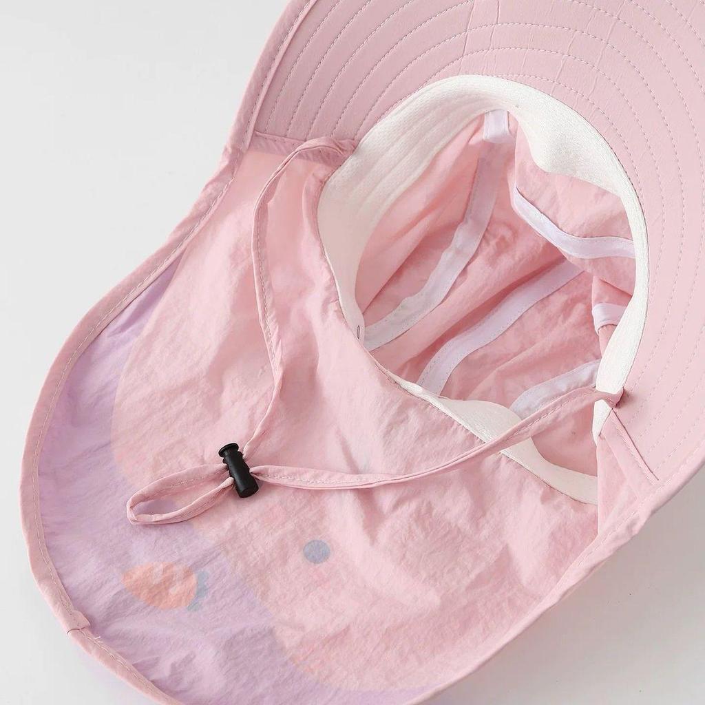 Kids' Summer Sun Hat - Cartoon Rabbit Design, Adjustable, Quick-Dry, Lightweight, with Optional Boys' Shawl