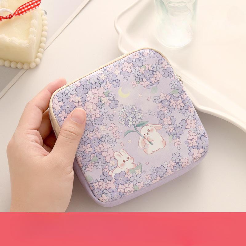 Large Capacity Sanitary Pads Bag Portable Mini Data Cables Organizer Multipurpose Women Girls Cosmetic Makeup Bag Coin Purse