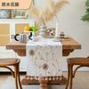 Minimalist Linen Cotton Embroidered Table Runner With Tassels Dining Decor Rustic Floral