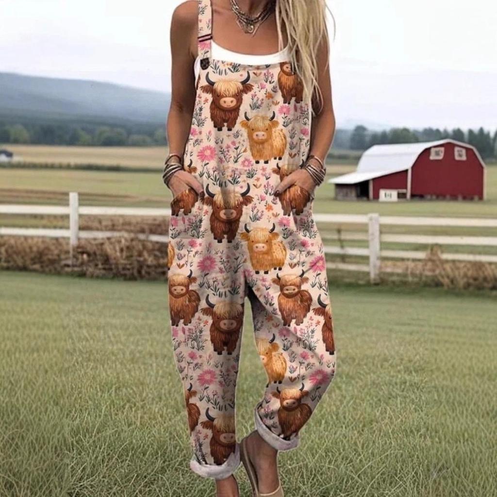 VIONA Damen Ärmelloser Jumpsuit Sommer Boho Floral Weites Bein Lange Hose Strampler Damen Träger Große Größen Freizeit Locker Latzhose