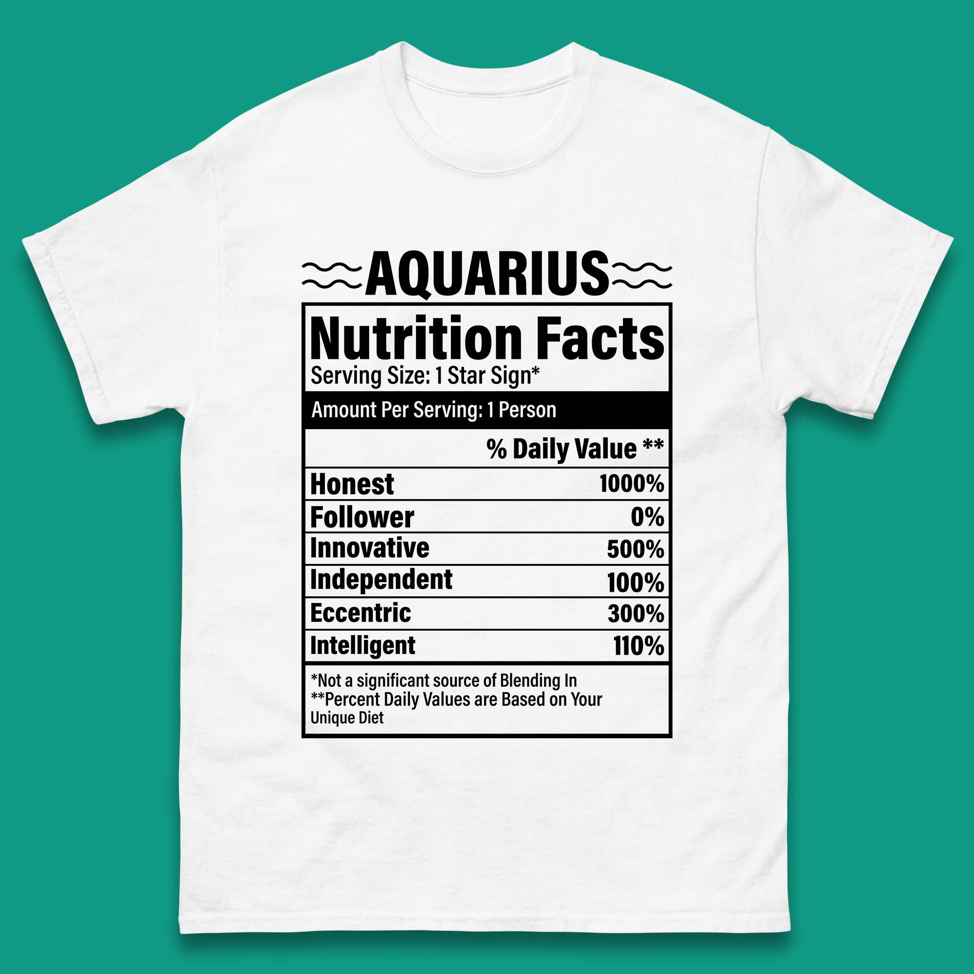 Aquarius Nutrition Facts Mens T-Shirt Womens Tops Tees 2XL