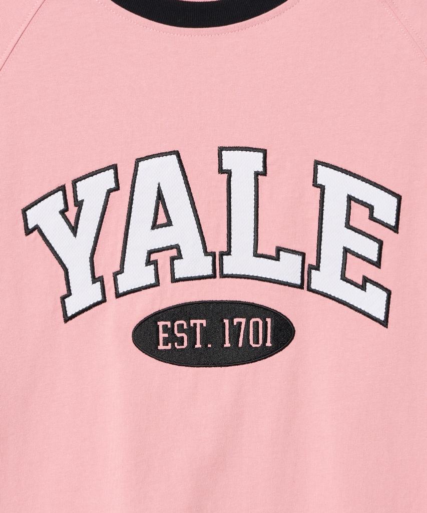 YALE Sporty Two-Tone Arch Short Sleeve T-Shirt Pale Pink