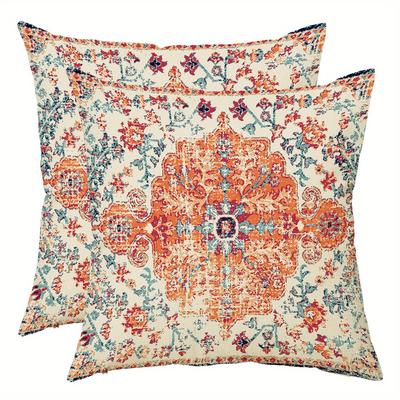 1pc Boho Blue Throw Pillow Cover, Bohemia Ethnic Style Carpet Pattern Cushion Case For Sofa Couch, Home Decor