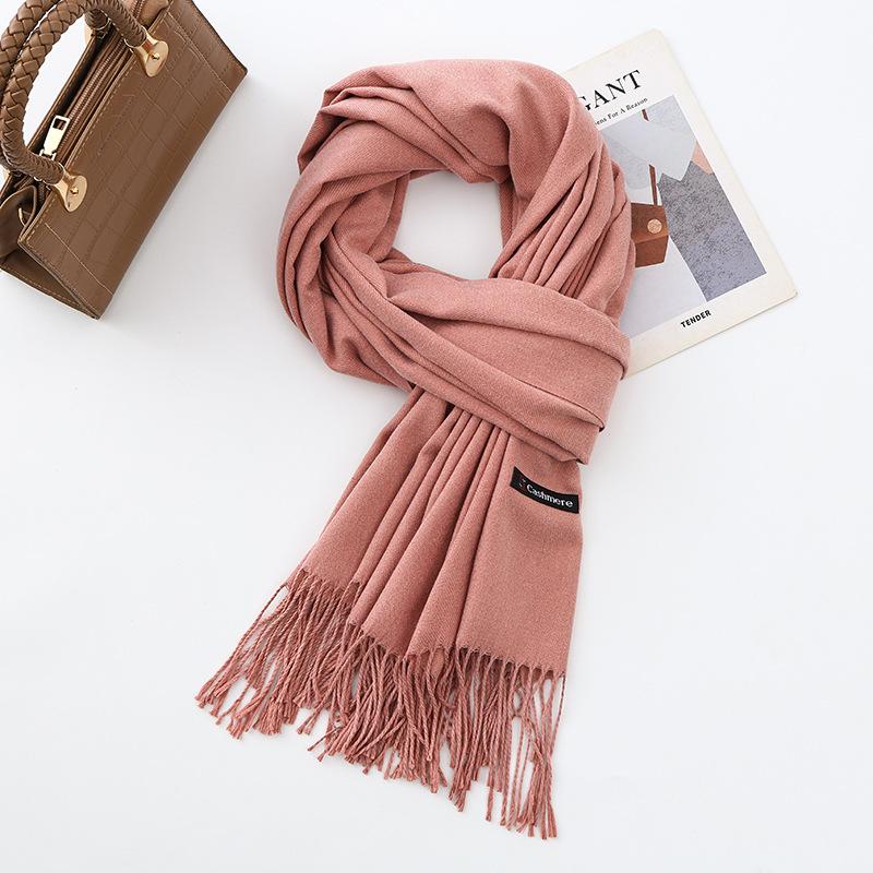 Cotton Solid Color Scarf for Women Winter Warm Wool Cashmere Scarf Autumn and Winter Women's Shawl Scarf Korean Style Atmosphere