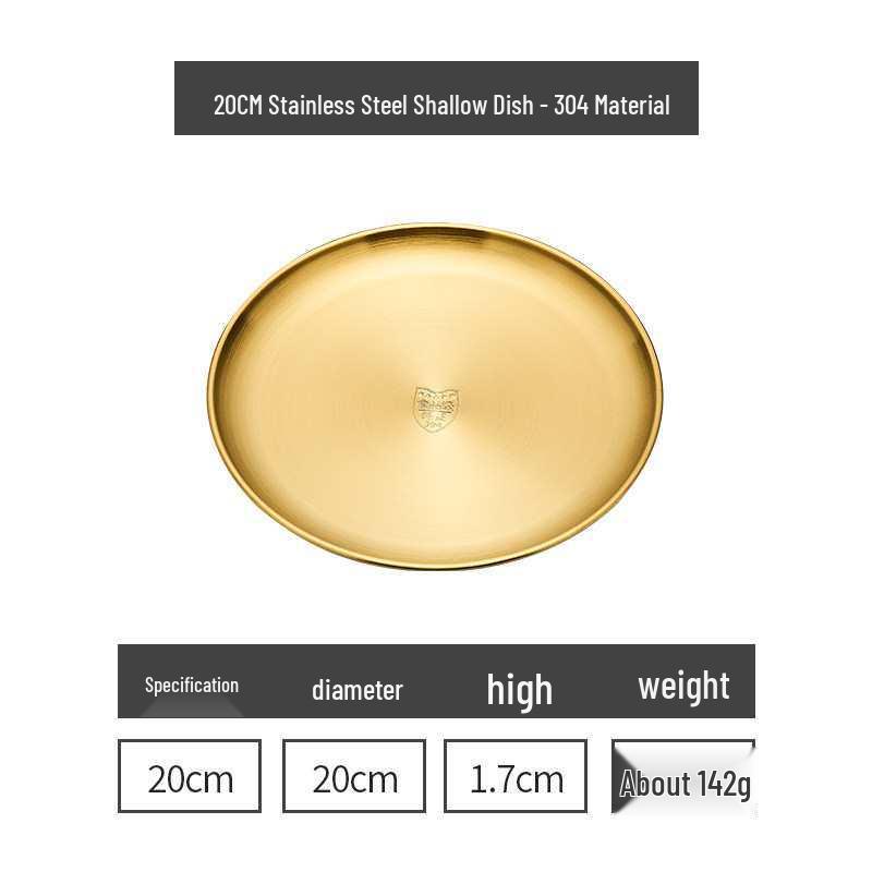 Gold Round 304 Stainless Steel Korean BBQ and Cake Tray