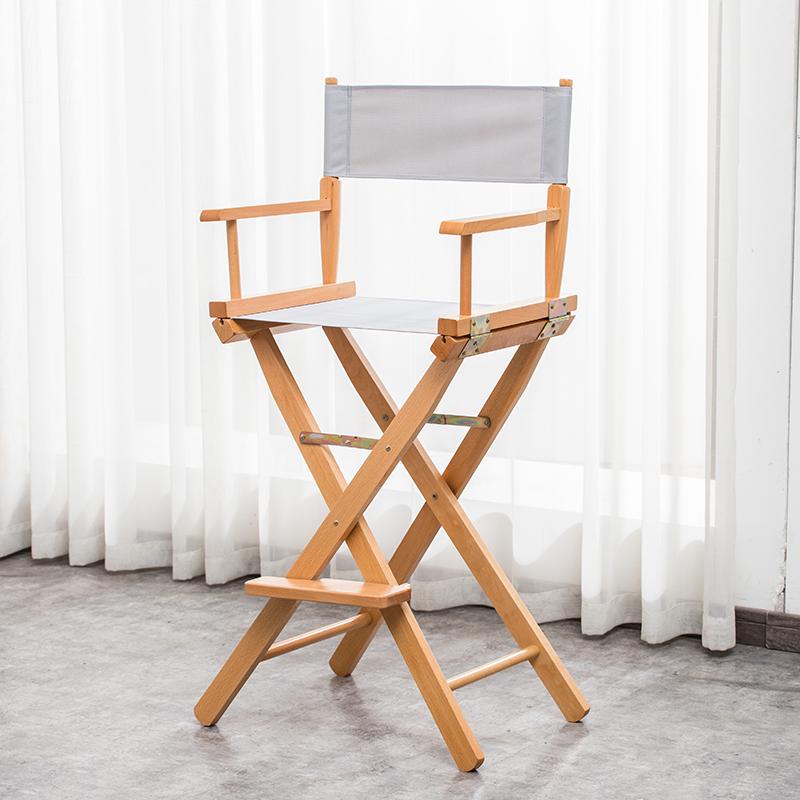 Skládací režisérské křeslo z masivního dřeva s plátěnou opěrkou - Barová stolička, Venkovní, Na líčení nebo Rybářské křeslo