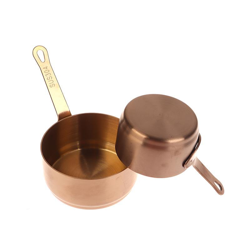 Stainless Steel Heat-resistant Stockpots Mini Sauce Pan Non-Stick Milk Cup With Long Handle Kitchen Gravy Boats Steak Sauce Cup
