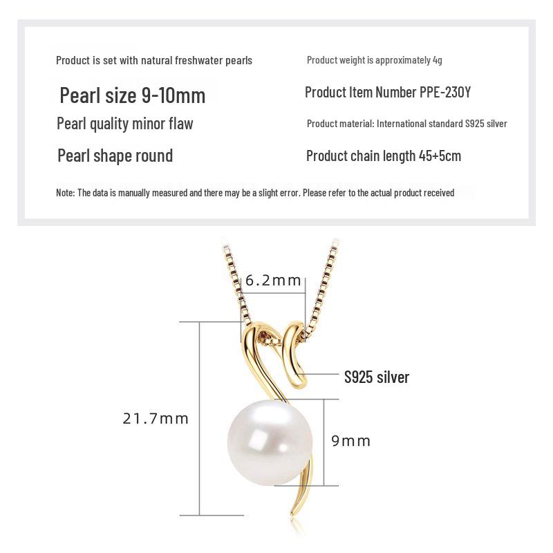 Freshwater Pearl & Diamond-Set Silver Pendant Necklace for Women