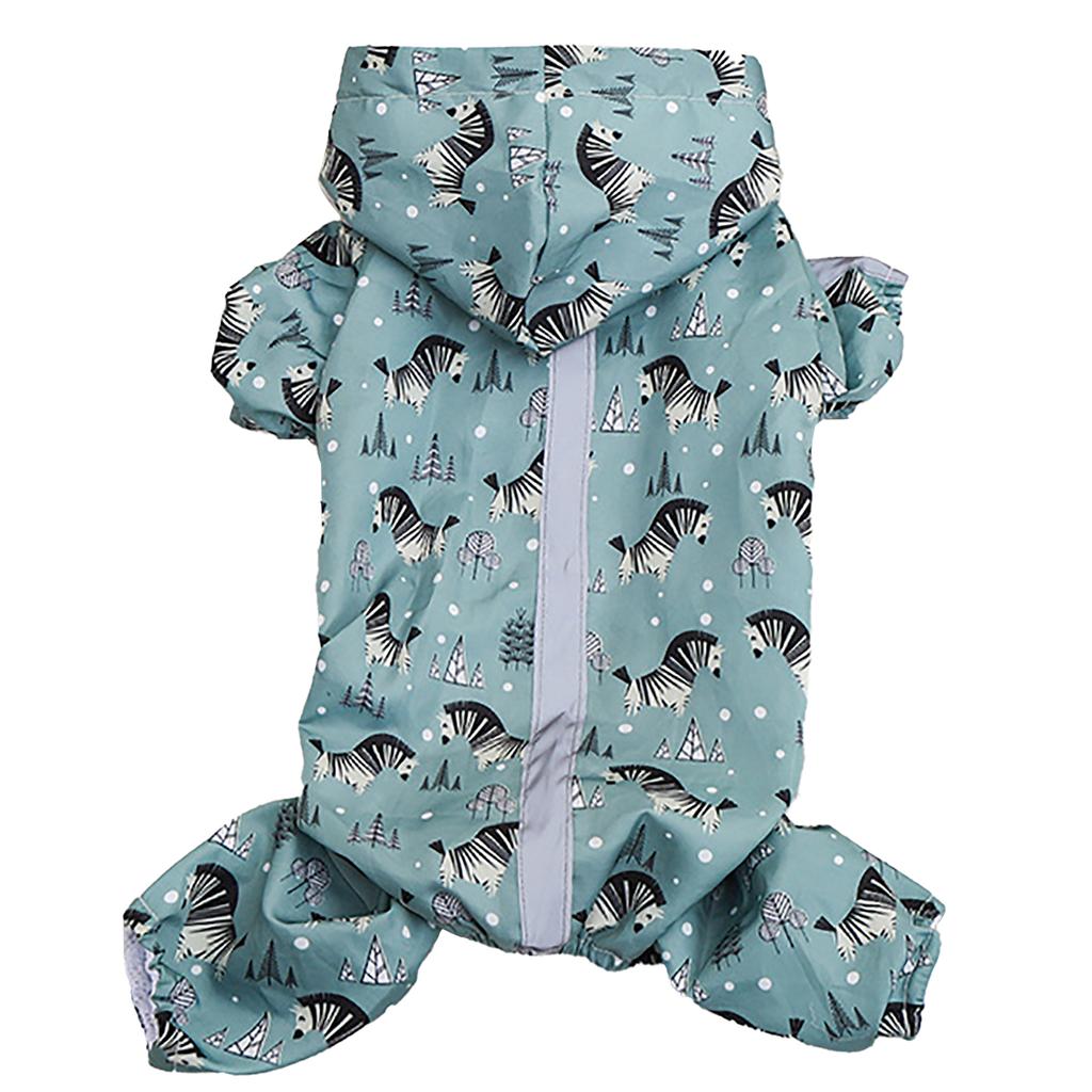 Dog Raincoats with Reflective Strip Hooded 4 Legs Dog Rain Coat Waterproof Stylish Pattern Pet Rain Clothes