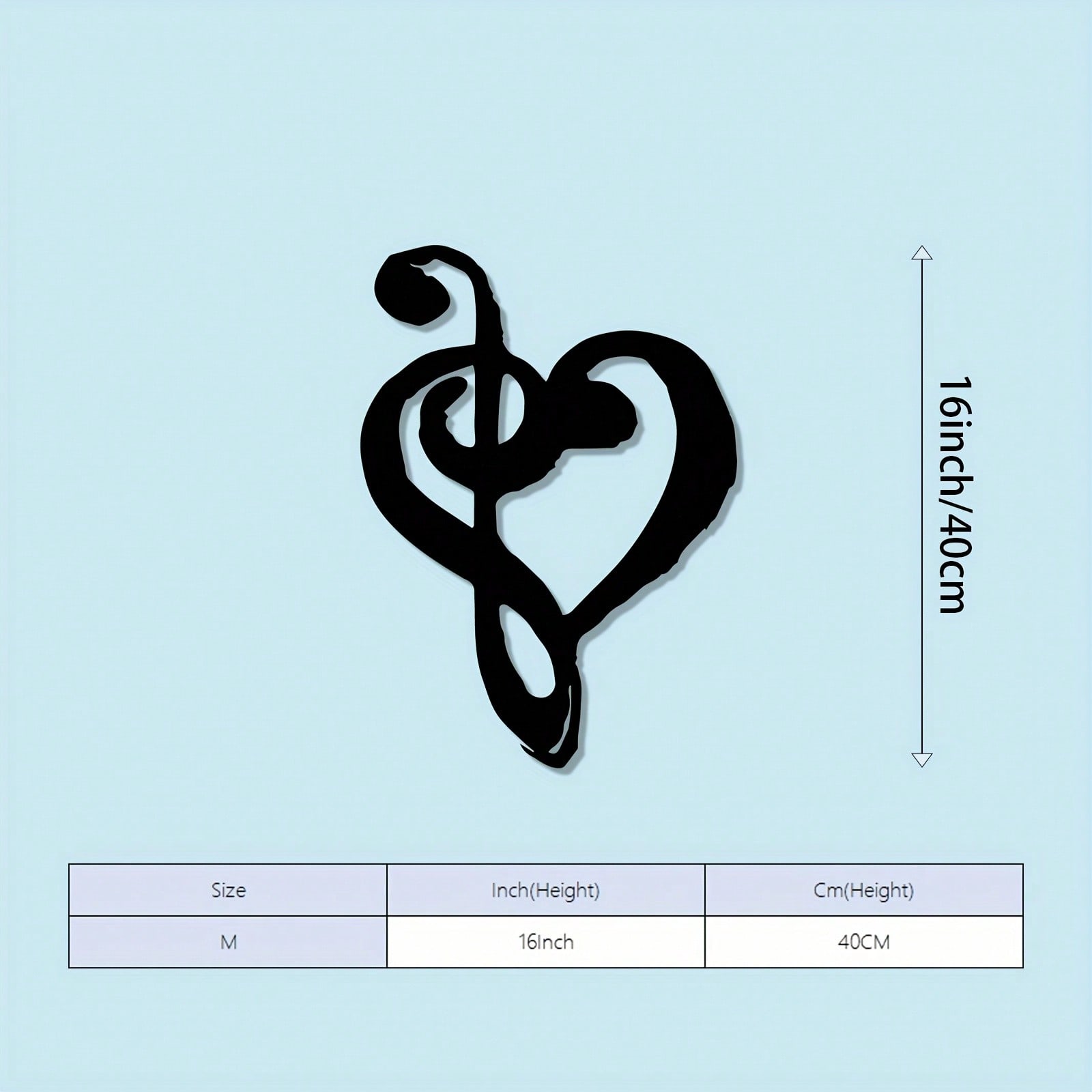 

Vintage Heart Shaped Wall Art Iron Music Note Sculpture Gift for Musician